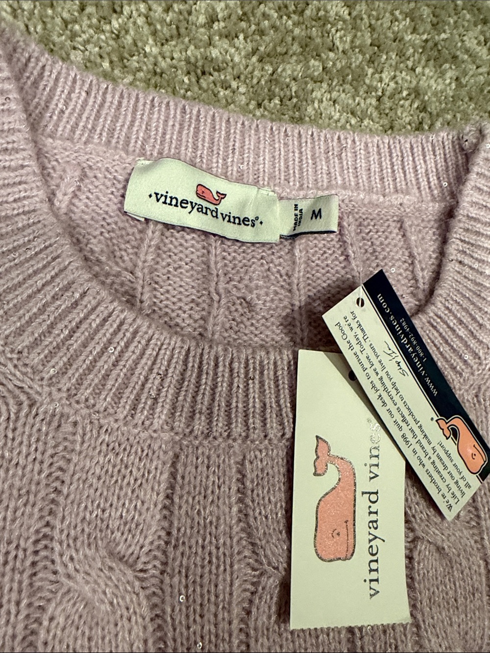 Vineyard Vines Sequin Cable Crew Sweater - Picture 2 of 5